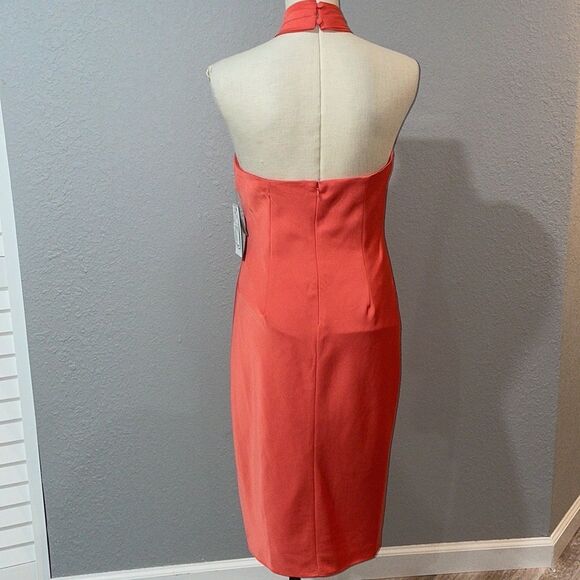 Aidan Mattox Criss Cross Keyhole Halter Sleeveless Satin Midi Dress Size 2 NWT - Picture 7 of 12